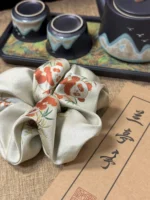 Song Brocade Scrunchie – Panda & Bamboo (Beige)
