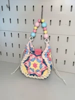 Crochet Starburst Pouch – Figurine Granny Square & Beaded Handle - Image 6