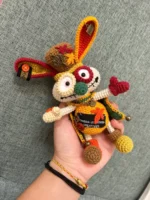Crochet "Misfit Hare" Figurine Charm – Steampunk & Patchwork Style Amigurumi - Image 3
