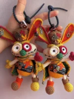 Crochet "Misfit Hare" Figurine Charm – Steampunk & Patchwork Style Amigurumi - Image 4