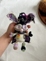 Crochet "Misfit Hare" Figurine Charm – Steampunk & Patchwork Style Amigurumi - Image 5