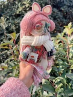 Crochet "Pink Noise Drifter" Art Figurine – Merino Wool Amigurumi Collectible - Image 6