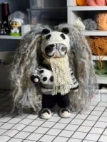 Crochet "Panda Grunge Drifter" Art Figurine – Milk Cotton Amigurumi Collectible - Image 3