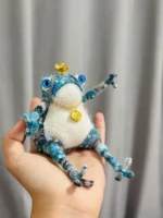 Knitted "Prosperity Prince" Art Figurine – Merino Wool Lucky Frog - Image 4
