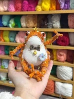 Knitted "Prosperity Prince" Art Figurine – Merino Wool Lucky Frog - Image 8