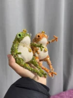 Knitted "Prosperity Prince" Art Figurine – Merino Wool Lucky Frog - Image 2