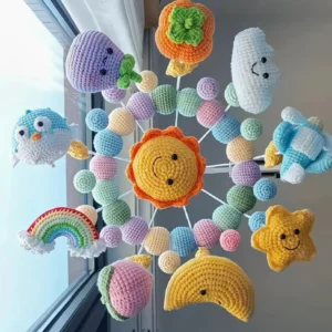 Crochet "Happy Sky Garden"  Baby Crib Mobile – Montessori Nursery Decor