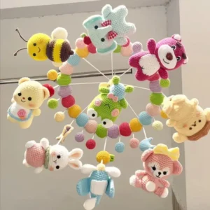 Crochet "Rainbow Animal Carnival" Baby Crib Mobile – Montessori Nursery Decor