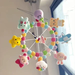 Crochet "Dreamland Flight" Baby Crib Mobile – Pastel Nursery Decor