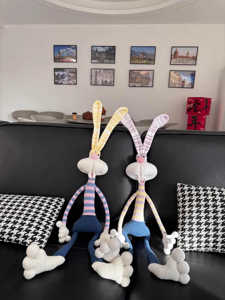 GZ00000-00234-750px(8) Crochet "Lanky Noodle Bunny" Giant Plush – 1 Meter Amigurumi Collectible - Image 1