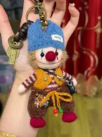 Knitted "Barnaby" Vintage Clown Bag Charm – Retro Style Soft Plush