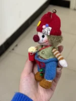 Knitted “Bloom” Vintage Clown Bag Charm – Retro Style Soft Plush - Image 3