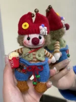 Knitted “Bloom” Vintage Clown Bag Charm – Retro Style Soft Plush