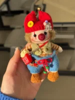 Knitted “Bloom” Vintage Clown Bag Charm – Retro Style Soft Plush - Image 2