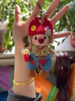 Knitted “Bloom” Vintage Clown Bag Charm – Retro Style Soft Plush - Image 8