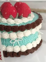 Crochet "Berry Mint Choco" Cake Storage Box – Decor & Birthday Gift - Image 3