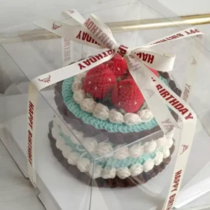 Crochet "Berry Mint Choco" Cake Storage Box – Decor & Birthday Gift