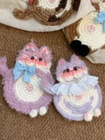 Crochet "Lilac Dream" Coaster – Fluffy Cat Mug Rug