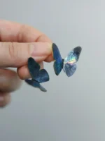 Chinese Lacquer Earrings – Butterfly Shadow – Mother of Pearl Art Jewelry - Image 2