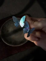 Chinese Lacquer Earrings – Butterfly Shadow – Mother of Pearl Art Jewelry - Image 12