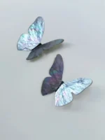 Chinese Lacquer Earrings – Butterfly Shadow – Mother of Pearl Art Jewelry - Image 4