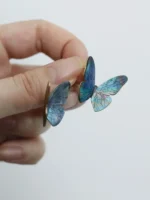 Chinese Lacquer Earrings – Butterfly Shadow – Mother of Pearl Art Jewelry - Image 6