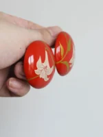 Chinese Lacquer Statement Studs – Red Lily – Wood & 925 Silver - Image 6