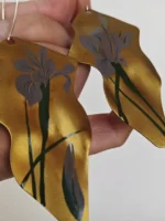 Chinese Lacquer Statement Drop Earrings – Autumn Iris – Copper & 925 Silver - Image 7
