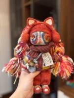 Crochet "Ember" Art Figurine – Shetland Wool Amigurumi Collectible