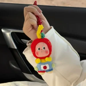 Crochet "Apple Sprite" Bag Charm – Fuzzy Car Mirror Accessory