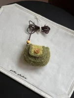Crochet "Matcha Cookie" Earphone Pouch – Rustic Airpods Case & Neck Charm