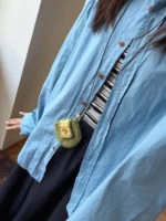 Crochet "Matcha Cookie" Earphone Pouch – Rustic Airpods Case & Neck Charm - Image 2