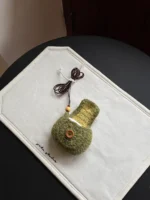 Crochet "Matcha Cookie" Earphone Pouch – Rustic Airpods Case & Neck Charm - Image 3