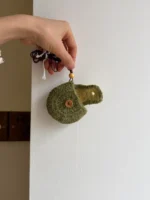 Crochet "Matcha Cookie" Earphone Pouch – Rustic Airpods Case & Neck Charm - Image 5