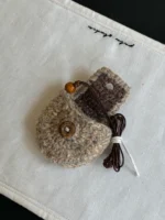 Crochet "Caramel Mocha" Earphone Pouch – Earth Tone Mini Lanyard Bag