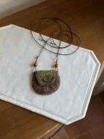 Crochet "Matcha Chocolate" Earphone Pouch – Rustic Airpods Case & Neck Charm