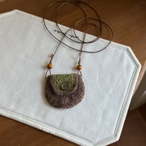 Crochet "Matcha Chocolate" Earphone Pouch – Rustic Airpods Case & Neck Charm
