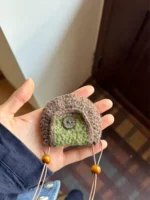 Crochet "Matcha Chocolate" Earphone Pouch – Rustic Airpods Case & Neck Charm - Image 5