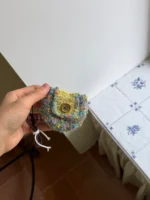 Crochet "Spring Dopamine" Earphone Pouch – Confetti Meadow Mini Lanyard Bag - Image 5