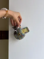 Crochet "Spring Dopamine" Earphone Pouch – Confetti Meadow Mini Lanyard Bag - Image 6