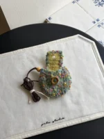 Crochet "Spring Dopamine" Earphone Pouch – Confetti Meadow Mini Lanyard Bag - Image 3