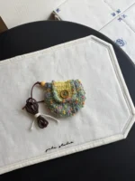 Crochet "Spring Dopamine" Earphone Pouch – Confetti Meadow Mini Lanyard Bag