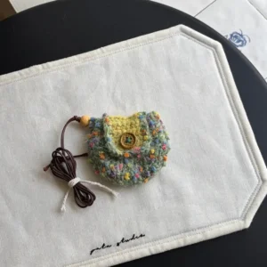 Crochet "Spring Dopamine" Earphone Pouch – Confetti Meadow Mini Lanyard Bag