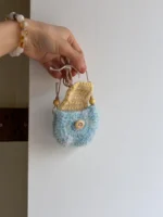 Crochet "Sea Salt Lemonade" Earphone Pouch – Blue & Yellow Airpods Case - Image 6
