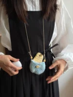 Crochet "Sea Salt Lemonade" Earphone Pouch – Blue & Yellow Airpods Case - Image 2