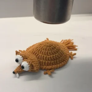 Crochet "Squished Squirrel" Coaster – Quirky Desk Decor & Novelty Gift