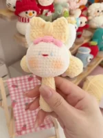 Crochet Spin Drum Rattle – Soft Pastel Sensory Baby Toy - Image 2