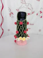 Crochet Floral Water Bottle Holder | Tumbler Carrier & Desk Decor - Image 3