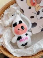 Crochet Baby Cow Plush | Kawaii Farmcore Bag Charm - Image 2