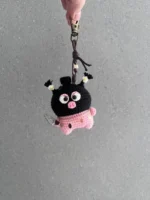 Crochet Bandit Pig Bag Charm | Quirky Animal Plush Keychain